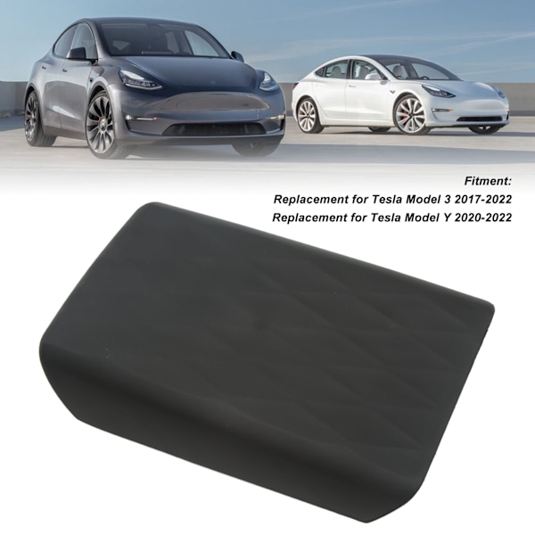 Midterarmslænbokslåg Dæksel TPE Sort Armlænskasse Beskytter Blød Udskiftning til Tesla Model 3 2017‑2022