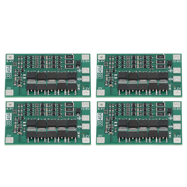 4 stk Litiumbatteri Beskyttelseskort PCB 3-strengers MOS Transistor Nøyaktig Litiumbatteri Utjevner 40A