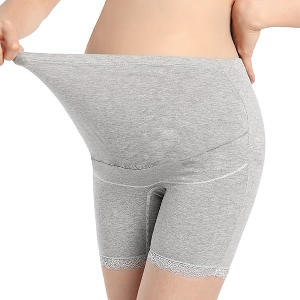 Gravide Kvinder Højtaljede Sikkerhedshørbukser Bløde Elastiske Justerbare Boyshorts Underbukser Grå XXL
