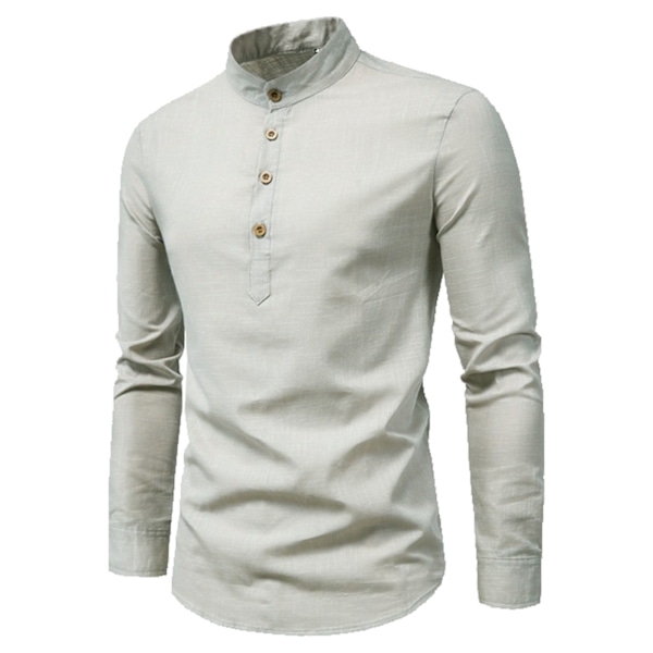 Miesten Pukeutumispaita Harmaa Slim Fit Seisova Kaulus Yksivärinen Elegantti Pehmeä Miesten Henley-Paita Liiketoimintaan Työhön Toimistoon Harmaa XXXL