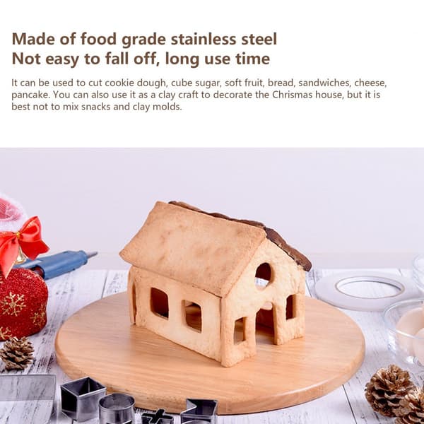 10 stk./sett Cookie-formkuttersett i rustfritt stål DIY Julehusform Bakeverktøy