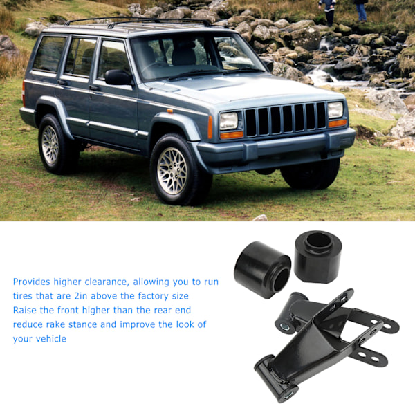 Hisslyftningssats 3 tum Framfjäderspacer 2 tum Bakre Shackles Nivellering Sänkning Drop Set Ersättning för Jeep Cherokee XJ 1984‑2001