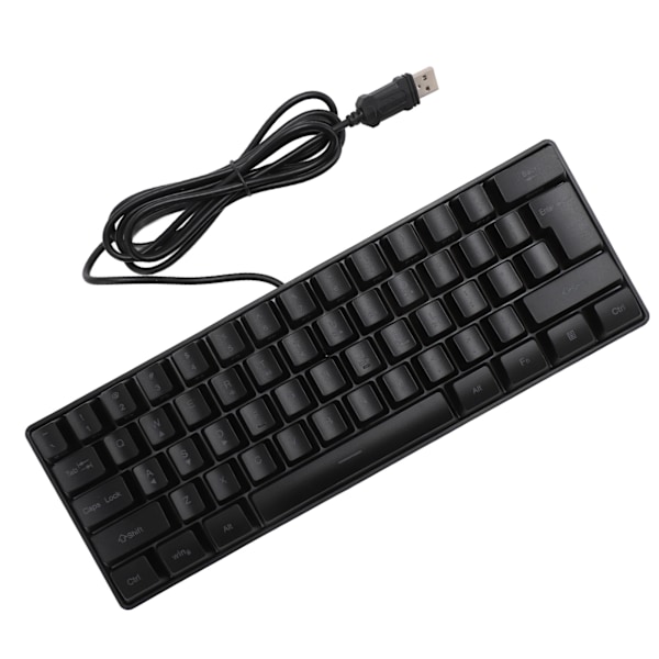 USB Trådbundet Gaming Tangentbord 60 Procent RGB Bakgrundsbelysning 61 Tangenter Portabelt Kompakt Tangentbord för PC Gamer Skrivare Svart