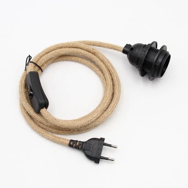 Rustik Hänglampa med Jute Repdesign, Integrerad På/Av-knapp Hängande Lampset för Sovrum