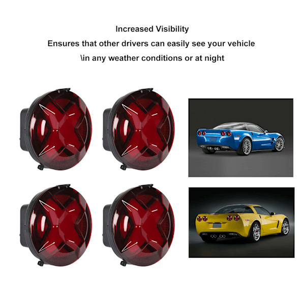4 kpl Tummanpunaisia LED-takavalot Perävalon Vaihto Chevy Corvette C6 2005-2013