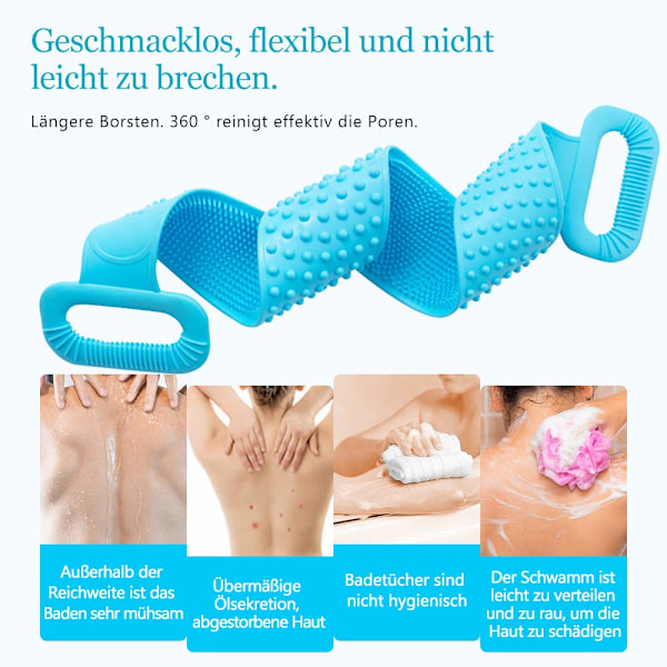 Silikon Ryggskrubbare för Oöverträffad Hygien, Din Viktiga Badaccessoar som Kombinerar Exfoliering & Massage (Perfekt för Hemma & Resor)