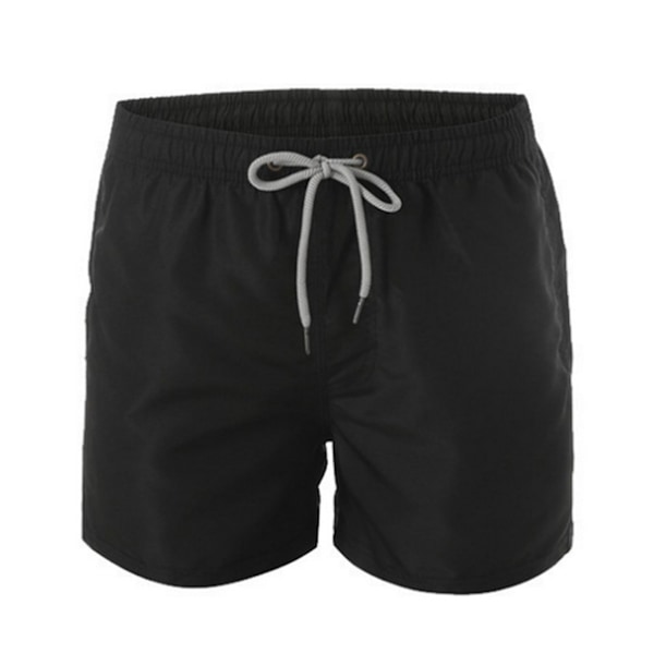 Män Mjuka Elastiska Midja Strandbyxor Trendiga Fest Byxor med Snörning Casual Board Shorts för Semester Svart L