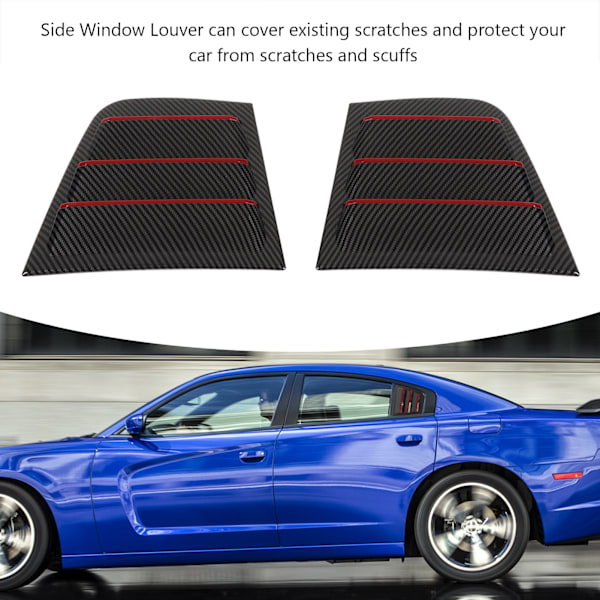 2 stk. Bilsideskarmluftere i Kulfiber-stil Udskiftning til Dodge Charger 2011-2021 (Sort med Rød Trim)