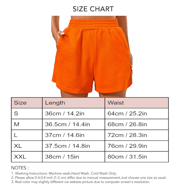 Vida Byxor Elastisk Hög Midja Enfärgad Casual Sittande Sportbyxor för Kvinnor Dejting Orange M