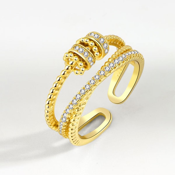 Ångestdämpande ringar för kvinnor män Unisex justerbar staplingssnurra Gold+Silver