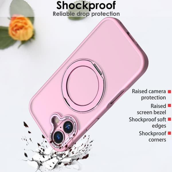 360° roterbart magnetisk ringtelefondeksel til iPhone 16 Pro Max, støtsikkert beskyttelsesdeksel (rosa) Pink iPhone 16 Pro Max