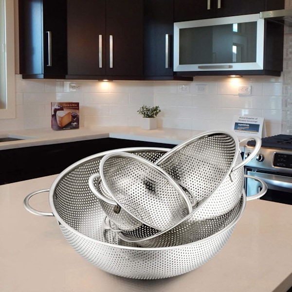 Professionella Mesh-korgar, Rostfritt Stål Set För Matlagningsentusiaster, Spegelpolerad Finish, Praktisk Förvaring i Varandra, Hälsosamt För Daglig Användning