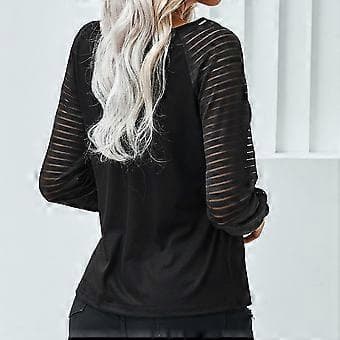 1 st Transparent Randig Långärmad-Svart( style680)