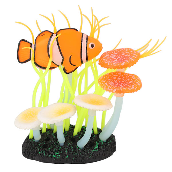 Kunstig Silikon Lysende Vandplanter Ornament til Akvarium Fisketank (orange)