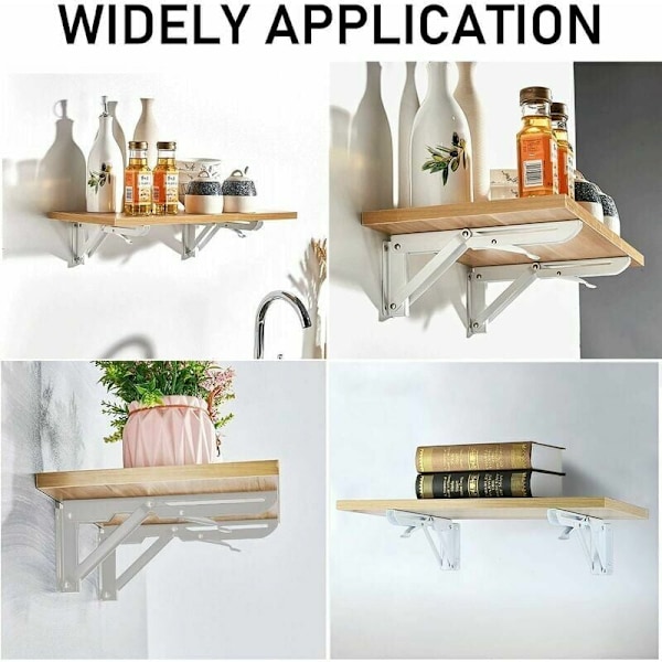 Kraftiga Fällbara Hyllkonsoler, DIY Väggmonterat Stöd för Solid Stål Triangelstruktur, Elegant Finish Utrymmesbesparande Design för Hem &amp;