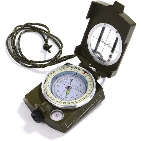 Multifunksjonelt militært kompass, med inklinometer, sikte, optisk, slitesterk og vanntett kompass, nødvendig for fotturer, camping og