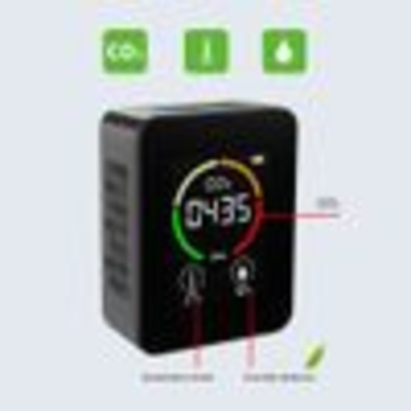 Smart Air Quality Guardian, Portabel CO2-detektor med innovativa färgkodade varningar, Högprecisions inomhusluftföroreningstestare, LCD-display