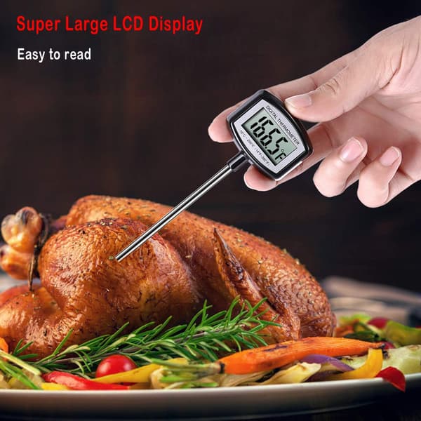 Stort LCD-kødtermometer - 5,3 tommer superlang sonde - Digit