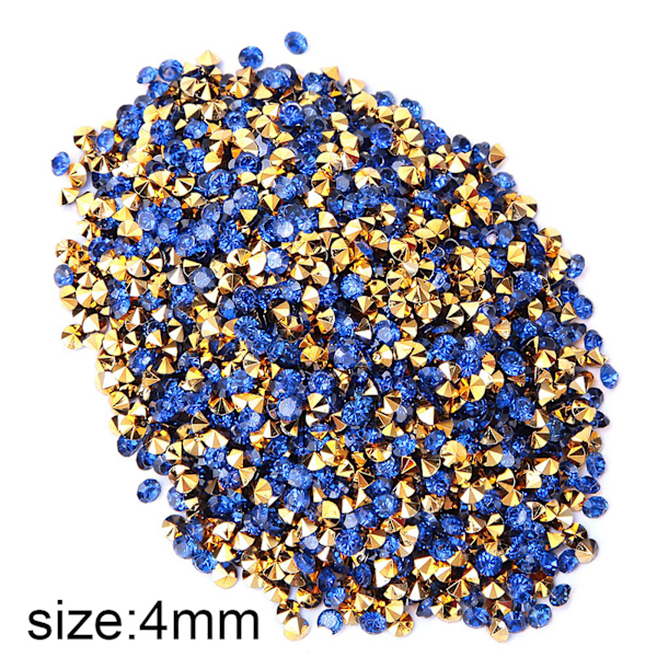 Timantti kultaisella pohjalevyllä, terävä koriste, timantti (4 mm sininen kultaisella pohjalla)