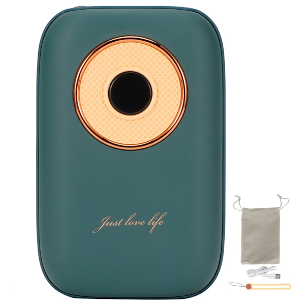 Retro Skivspelare Form Bärbara Handvärmare USB Digital Display Power Bank för Vintergåvor DC5VGrön