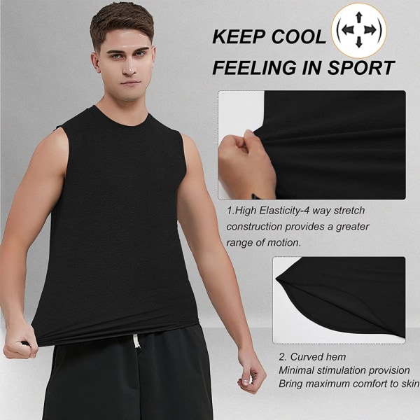Trænings-sportsskjorter uden ærmer i bomuld til mænd Løbe-tanktops