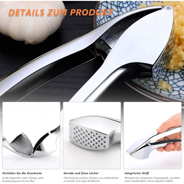 Multifunktionell Vitlökspress, Aluminiumlegeringskonstruktion med Ergonomisk Design, Enkel Pressning och Snabb Rengöring, Perfekt För Snabb Matlagning