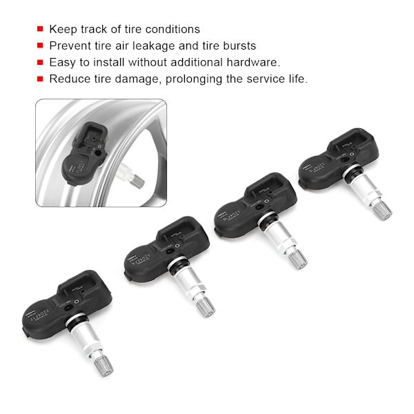 4 stk Dekktrykkovervåkingssensor TPMS-sett 42607‑0E020 Passer for Toyota Tacoma