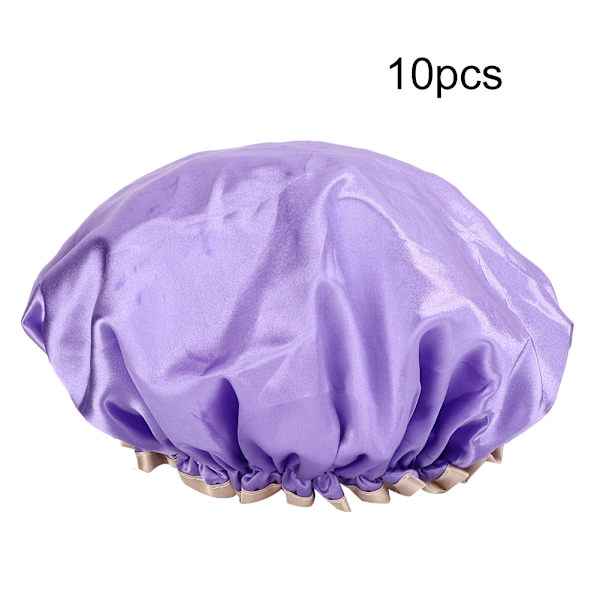 10 st Duschmössa för Kvinnor Vattentät Anti-Rök Hatt för Badrum Köket 27cm/10.6in Lila