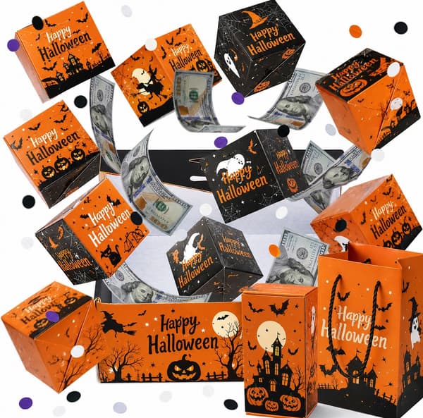 25-dele Halloween Overraskelses Eksplosionsgavesæt: Pop-Up Boks + Gavepose + Gaveæske 25PCS