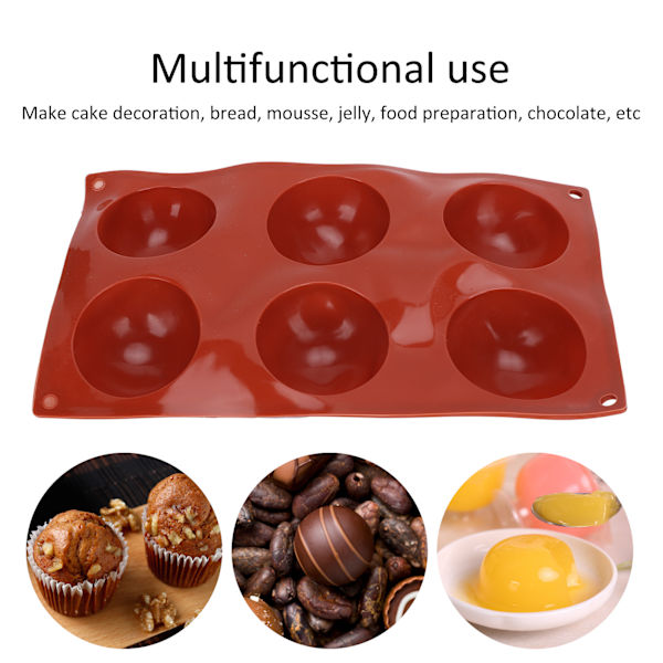 3 st Semi-sfäriska Silikonformar DIY Bakning Gör Varma Chokladkakor Dessert Gelé Kupol Mousse L6 Semi-sfär 58085