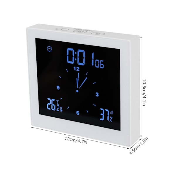 Digital Alarm Temperatur- og Luftfugtighedsskærm Ur Indendørs Bord Timer Multifunktionel til Husholdning Kontor Dekoration (Hvid TS-WP10-W)