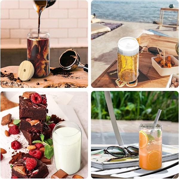 Estetisk Söt Glas Tumbler för Mångsidiga Dricksglas, Utmärkt Kvalitet Klart Glas Bly- och BPA-Fritt, Portabla Glasmuggar för På Språng