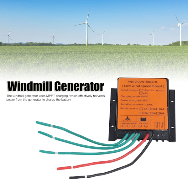 Vindladningsregulator 48V 600W MPPT Lavspenningslading IP67 Beskyttelse Trinn Opp Vindenergi Regulatorer 16A