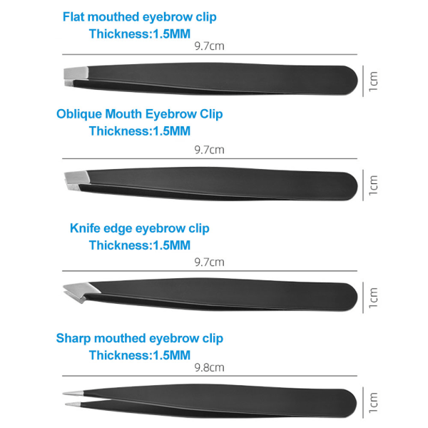 Pincetsæt, Pincet i rustfrit stål til øjenbryn, Ryd op
