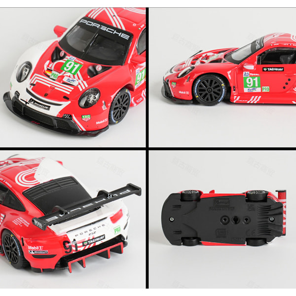 1:24 Porsche bilmodell legering bilmodell sportbil dekoration pojke present samlarpresent Red +White Version