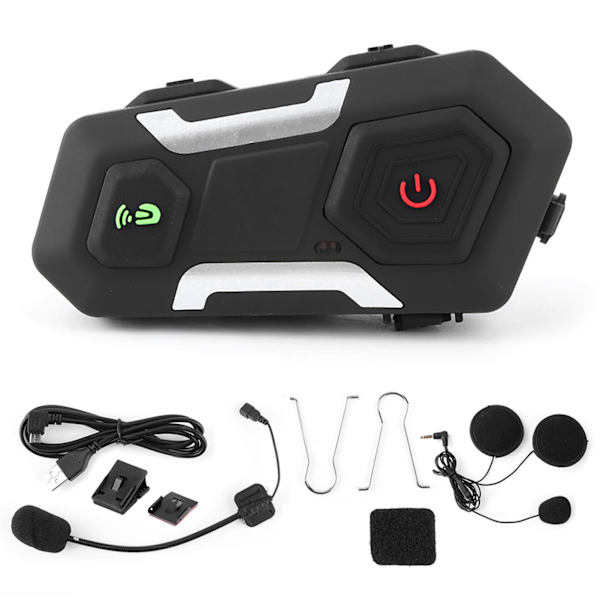 Bluetoothhjälm Intecom Trådlös Hörlurs-Högtalare Motorcykelheadset 1200m FM Handsfree Motortillbehör