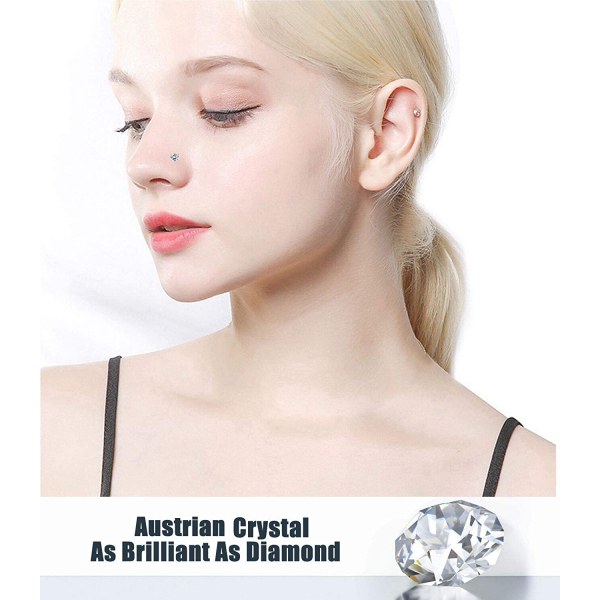 8 st 20G Nose Ring Studs Gjorda med österrikisk Crystal för kvinnor