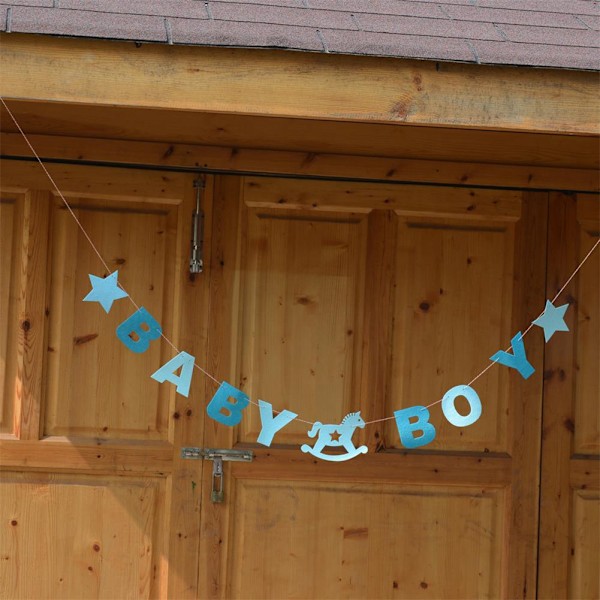 Birthday Decorations Kit Baby Shower Photograph Props Bunting Flag (Blue Boy)