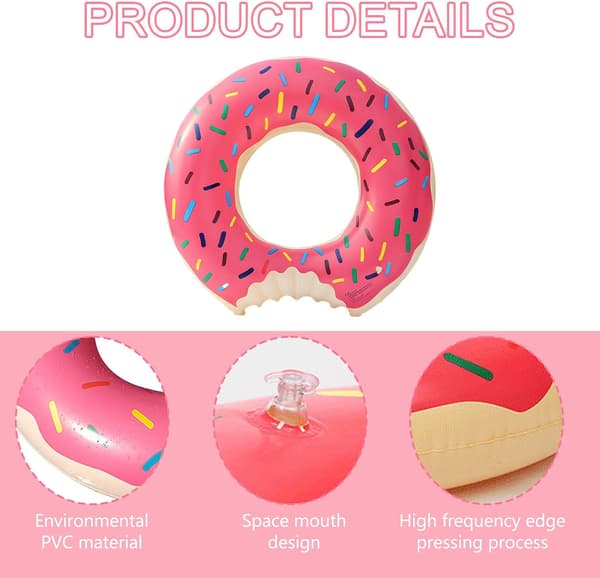 Oppustelig Pool Float Ring, Pink Poollegetøj til Sommerfester - 80# (Egnet til Alderen 10–15) Pink 80#