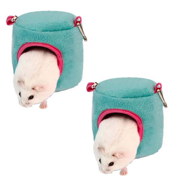 2 stk. Mini Hamster Seng Gemmesteder og Huse, Bomuld Mini Dyr Kæledyrsrede Hule blue S