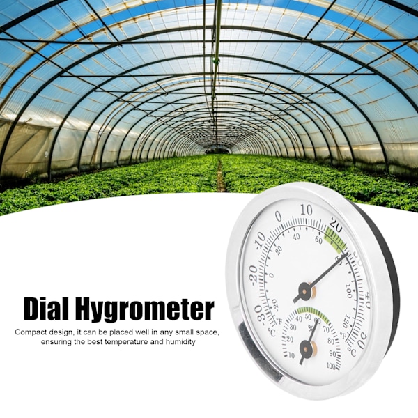 Termometer och hygrometer med ratt, Mini hygrometer för humidor, växthus, trädgård, hem, kassaskåp