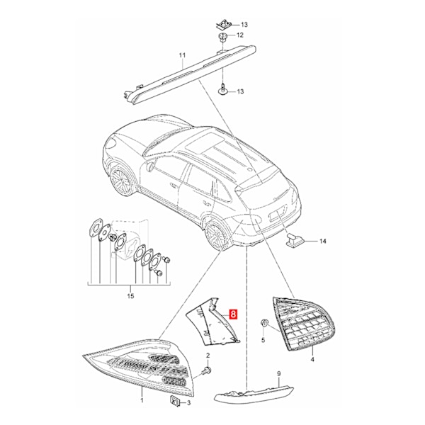 Baklykt Innerdeksel Slitesterkt Langvarig Vanntett Støvtett Inner Baklykt Deksel Skallutskifting for Cayenne 958 Høyre (95863126600)