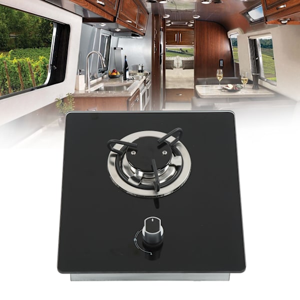 RV Gasspiseplade 290x325mm Hærdet Glaspanel 1.8Kw Effekt Fri Ildjustering til Caravan Yacht Båd Køkken