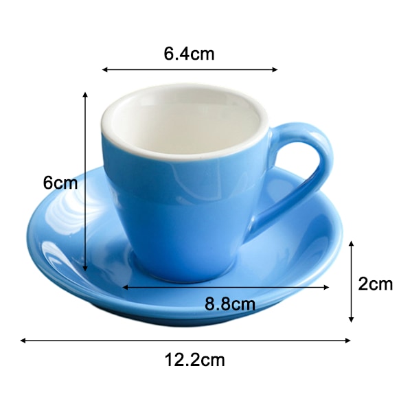 Posliini Espressokuppi ja -alunen, Espressokuppi, 80ml/2.7Oz Blue