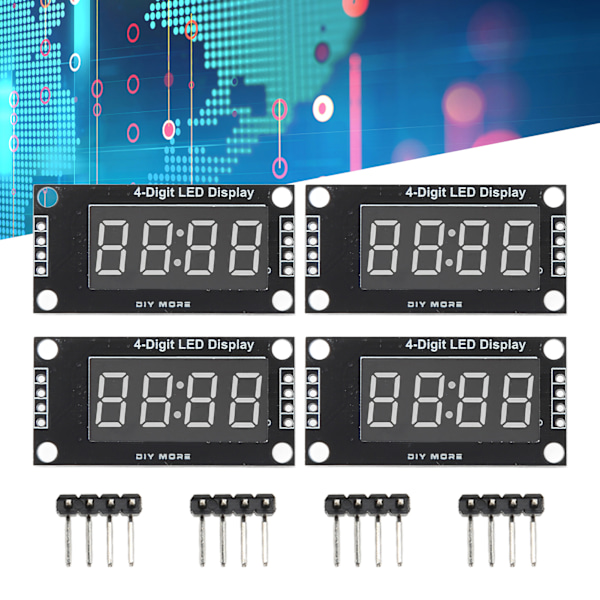 4 Sett Digital Rørskjerm Modul LED 4 Siffer 7 Segment 0.36in TM1637 Driver Chip Blå MRA110I