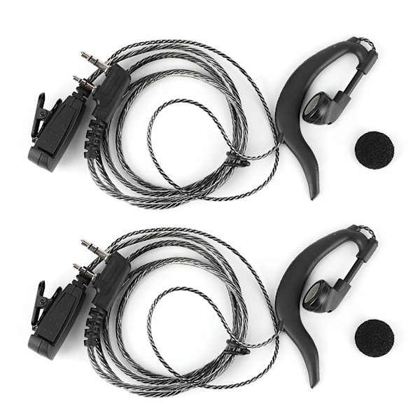 2 st Universal Hörlurskrokar Headset 2-vägsradio 2-stifts K-typ med PTT-mikrofon