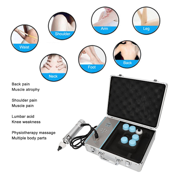 Chockvågsbehandling Maskin ED Terapi Maskin Professionell ESWT Chockvågsbehandling Maskin Silver 100‑240V EU-kontakt