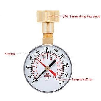 Trykmåler 0 til 200PSI messing 3/4\" han NPT gevind nedre montering, multifunktionel trykmåler