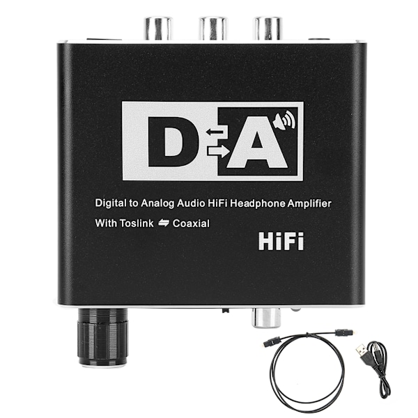 Digital till Analog Ljudkonverterare RCA 3,5 mm Jack Koaxial Optisk Kabeladapter Dekoder