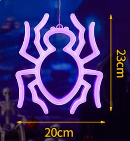 Halloween Edderkop Neon LED Lysdekoration - Blå Blue